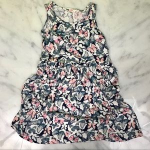 h&m • white gray pink butterflies print dress 4-6y